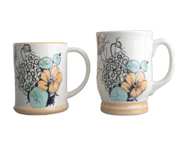 Good quality dishwasher safe elegant flower pattern mug for daily use dishes set dinnerware