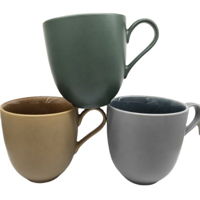 Hualian high quality  simple matte grey  wholesale color  porcelain custom  ceramic coffee  mug with handle