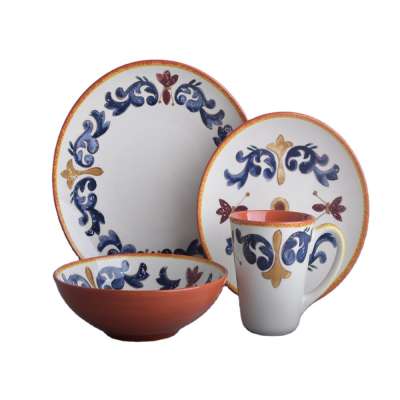 Hunan hualian factory wholesaleColorful round hand painting ceramic tableware ceramic