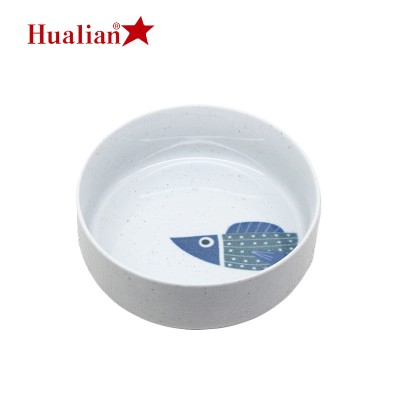 hualian factory digital printing speckled pet bowl stoneware Animal Dish Dog Bowls Cat pet food bowl