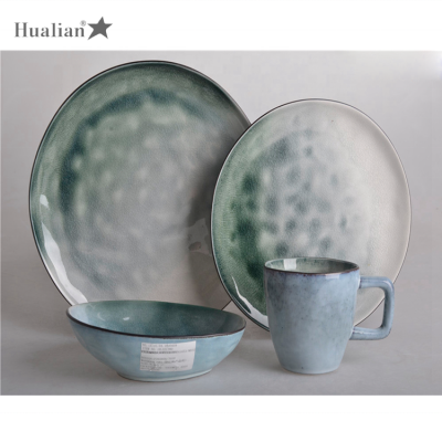 16 pcs wholesale porcelain Japanese ceramic dinner set crackle glaze ceramic plates sets dinnerware for home use