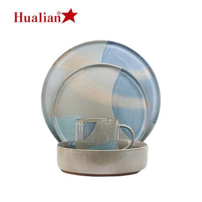 Hualian New design ceramic hand-paiting matching color creative style ceramic 10.5" dinner plate