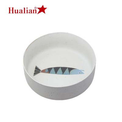 hualian factory matte finish digital printing pet bowl stoneware Animal Dish Dog Bowls Cat pet food bowl